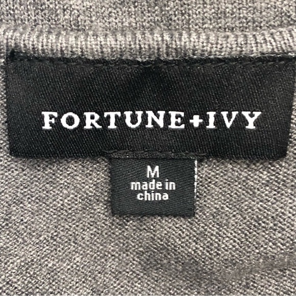 Fortune & Ivy gray charcoal cardigan button down long sleeve v neck size M - Picture 6 of 9